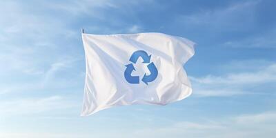 recycling symbol on a white flag photo