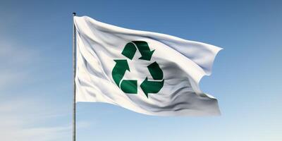 recycling symbol on a white flag photo