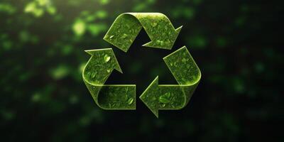 recycling symbol on green background photo