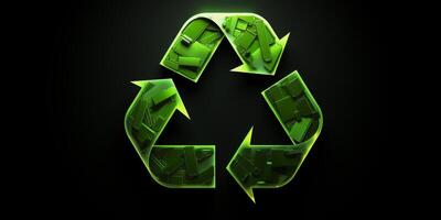 recycling symbol on green background photo