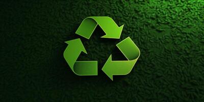 recycling symbol on green background photo