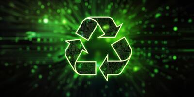 recycling symbol on green background photo