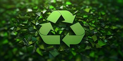 recycling symbol on green background photo