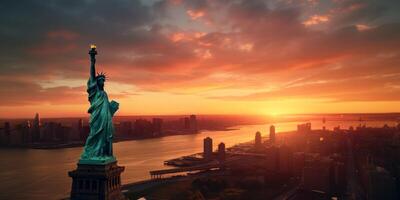 Statue of Liberty at sunset photo