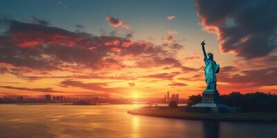 Statue of Liberty at sunset photo