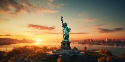Statue of Liberty at sunset photo