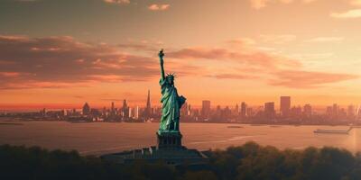 Statue of Liberty at sunset photo