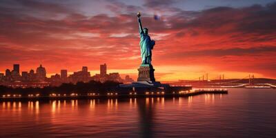 Statue of Liberty at sunset photo