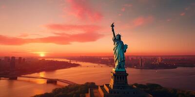 Statue of Liberty at sunset photo