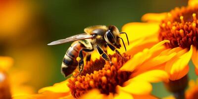 bee on a flower macro close-up photo