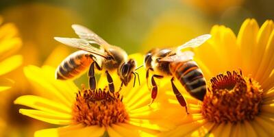 abeja en un flor macro de cerca foto