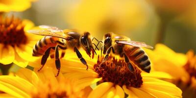 abeja en un flor macro de cerca foto