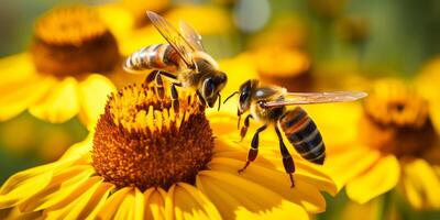 abeja en un flor macro de cerca foto