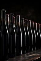 wine bottles in a row photo