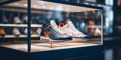 shoes on display in a store photo