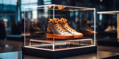 shoes on display in a store photo