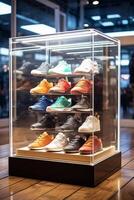 shoes on display in a store photo