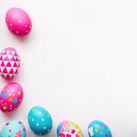 Easter colorful eggs on white background banner photo