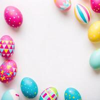 Easter colorful eggs on white background banner photo