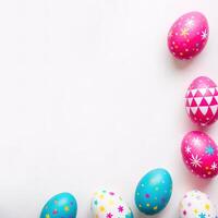 Easter colorful eggs on white background banner photo