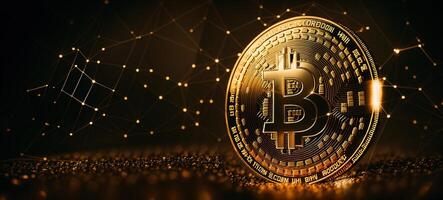 bitcoin, criptomoneda, blockchain bandera foto
