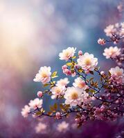 flowering branches on a blurred background banner photo