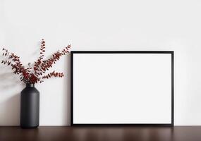 vacío marco Bosquejo en moderno minimalista interior, foto