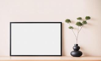 empty frame mockup in modern minimalist interior, photo