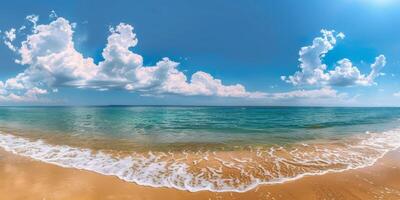 Azure ocean sand and blue sky photo