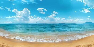 Azure ocean sand and blue sky photo