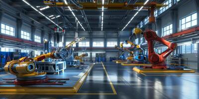 automated construction of cars in a factory robots photo