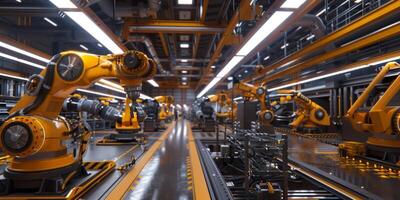 automated construction of cars in a factory robots photo