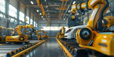 automated construction of cars in a factory robots photo