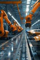 automated construction of cars in a factory robots photo