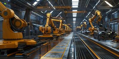 automated construction of cars in a factory robots photo