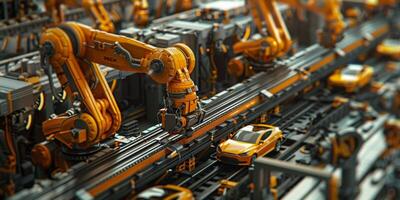 automated construction of cars in a factory robots photo