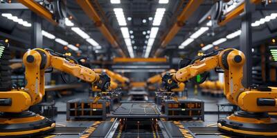 automated construction of cars in a factory robots photo
