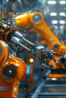 automated construction of cars in a factory robots photo