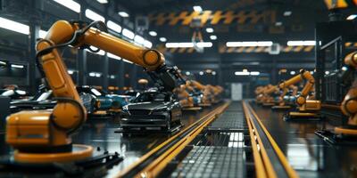 automated construction of cars in a factory robots photo