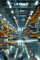 automated construction of cars in a factory robots photo