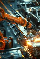 automated construction of cars in a factory robots photo