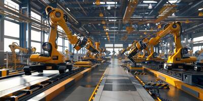 automated construction of cars in a factory robots photo