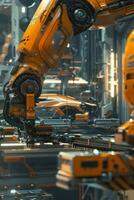 automated construction of cars in a factory robots photo