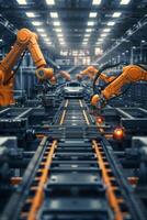 automated construction of cars in a factory robots photo