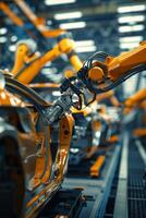 automated construction of cars in a factory robots photo