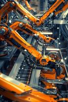 automated construction of cars in a factory robots photo