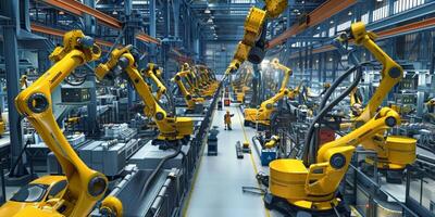 automated construction of cars in a factory robots photo