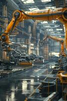 automated construction of cars in a factory robots photo