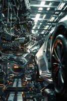 automated construction of cars in a factory robots photo