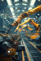 automated construction of cars in a factory robots photo